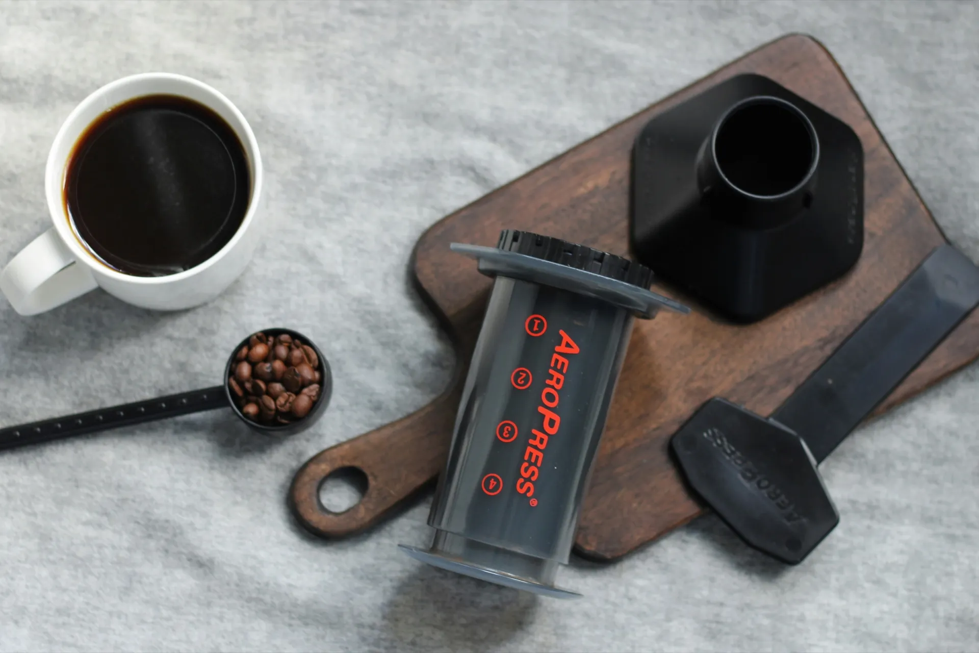 Coffee with AeroPress Setup.