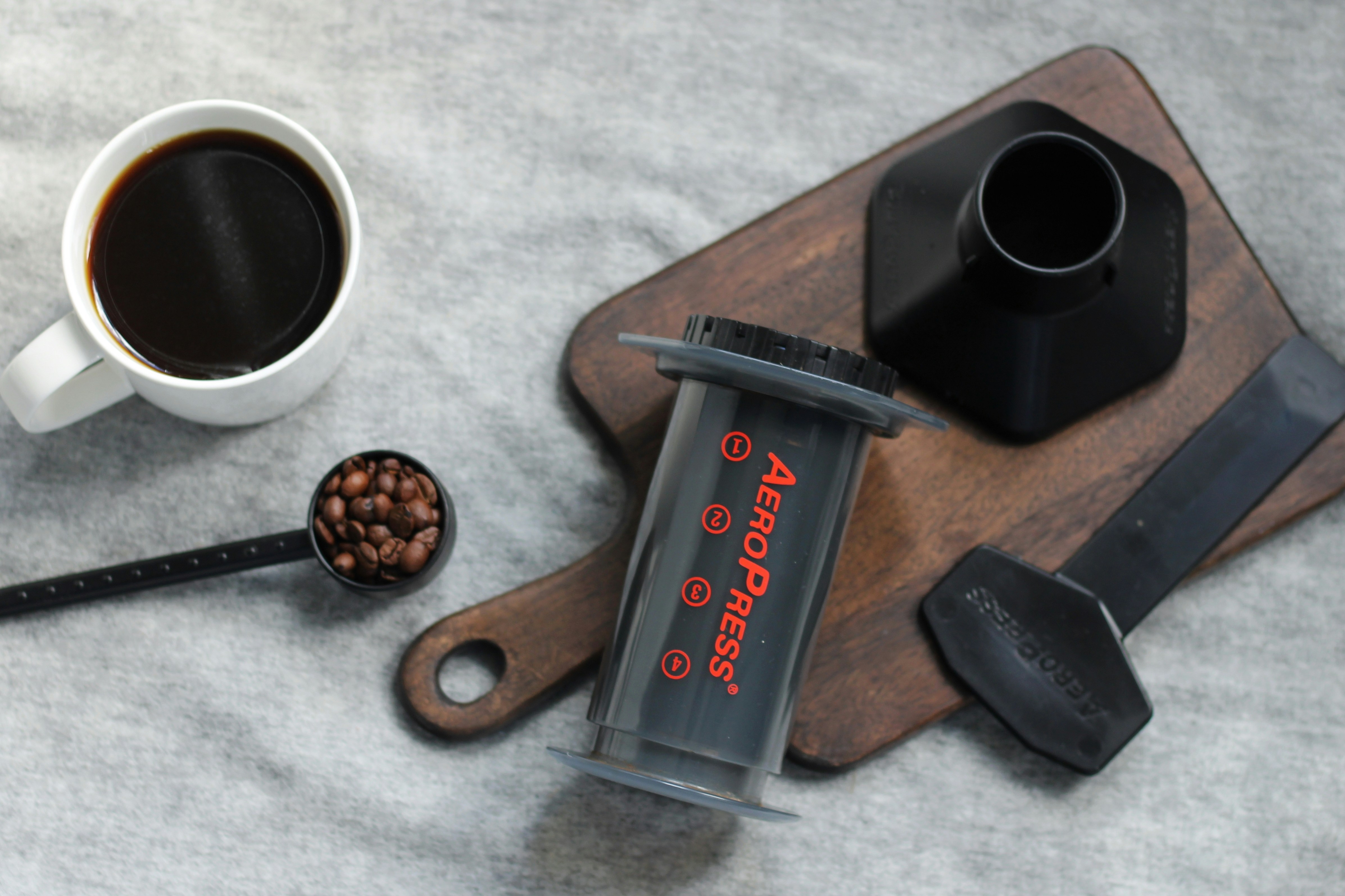 Coffee with AeroPress Setup.